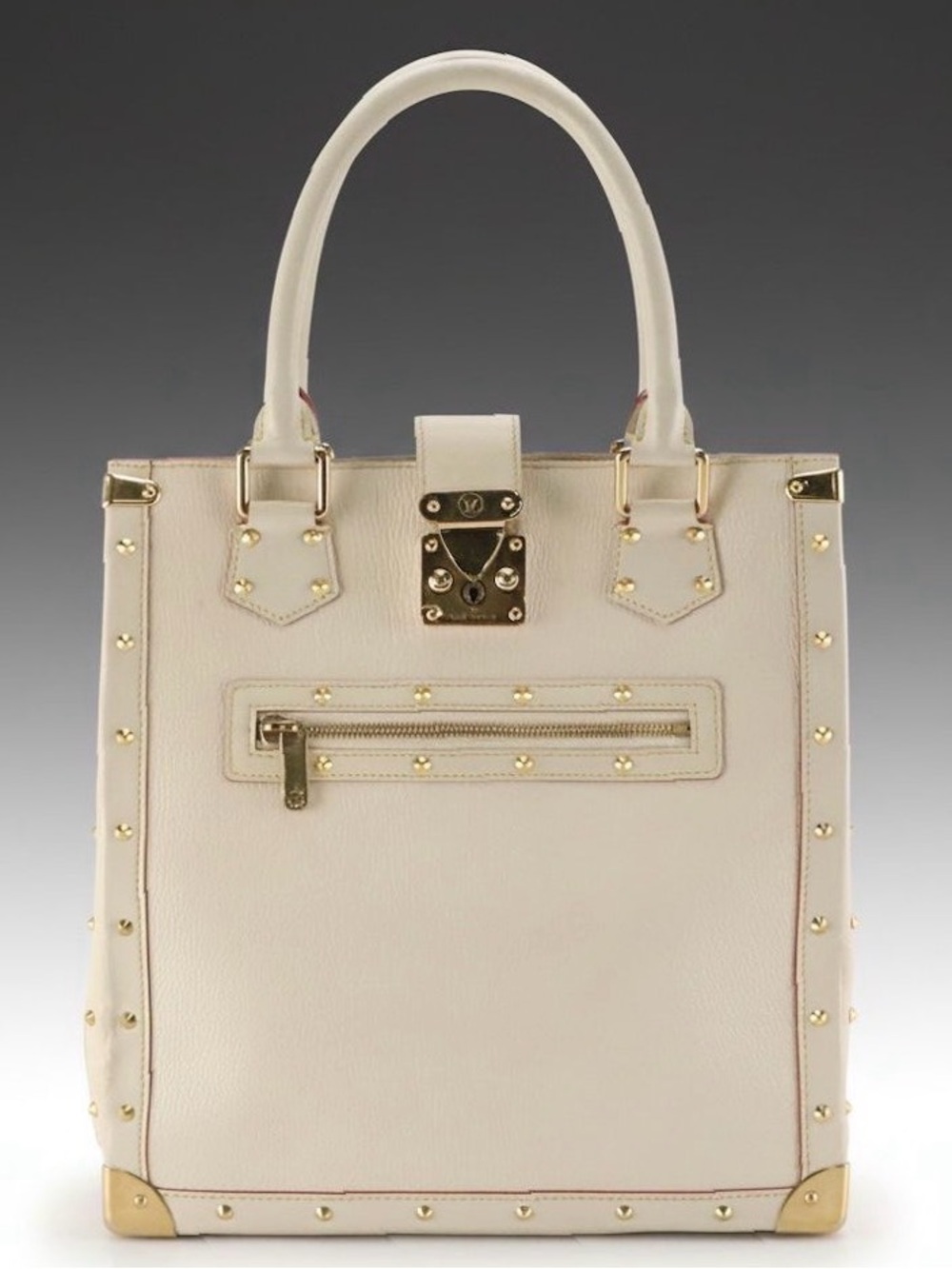 Louis Vuitton L'Imprevisible Tote Bag in White Suhali and Smooth Studded Leather
